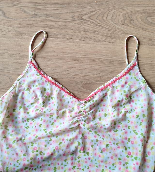 Top pijama flores rosa blanco