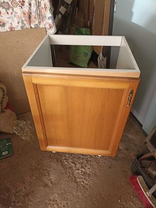 Módulo cocina blanco 60cm -puerta Madera roble