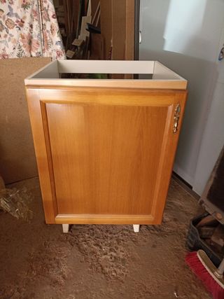 Módulo cocina blanco 60cm -puerta Madera roble