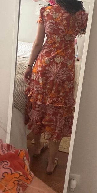 Vestido Zara midi naranja