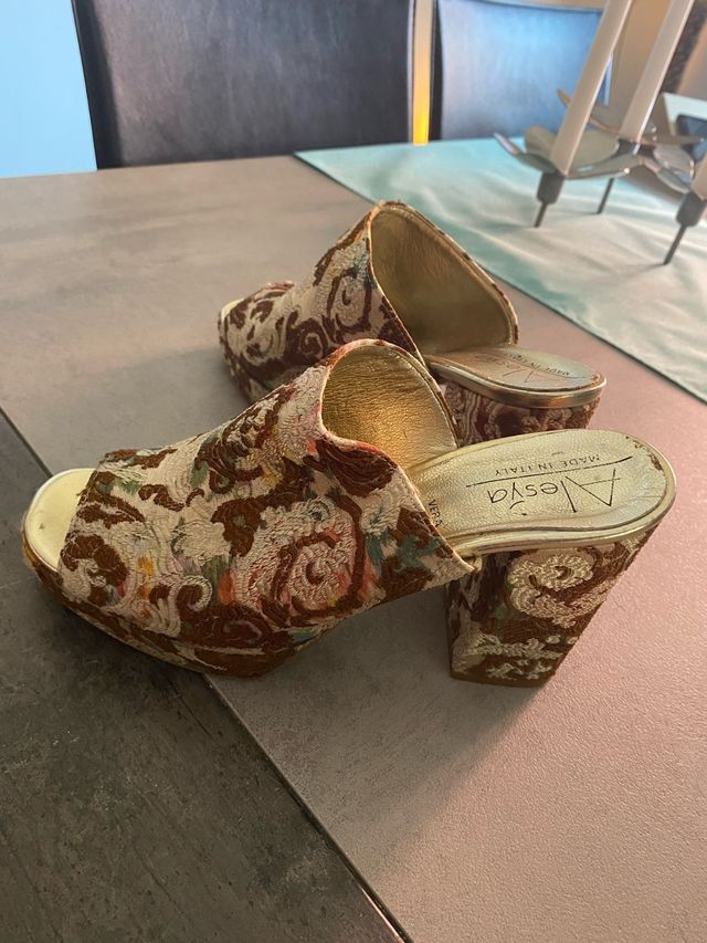 Sandali Alesya damascato beige-marrone