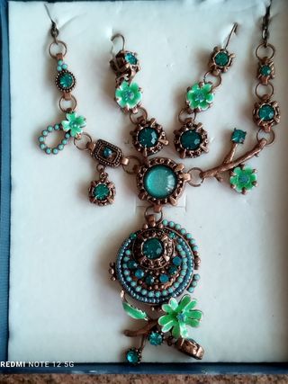 Collar y pendientes bisutería turquesa