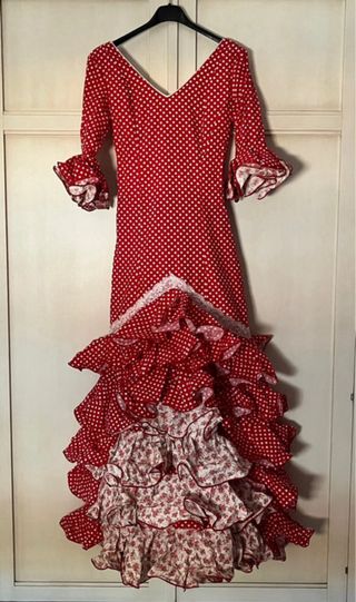 Traje Flamenca Rojo - lunares blancos