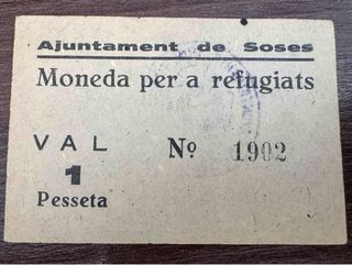 Billete 1 Peseta Soses - Refugiados