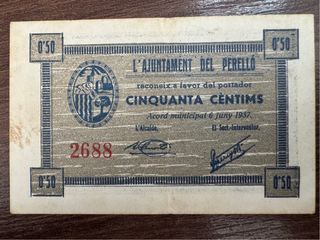 Billete 50 Céntimos Perelló 1937