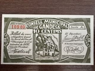 Billete 10 Céntimos Gandesa 1937
