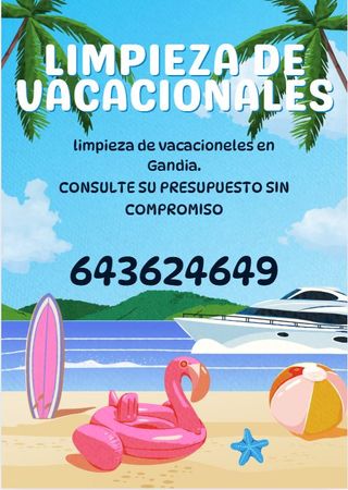 LIMPIEZA VACACIONALES, GANDIA!!! CONSULTE!