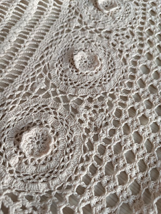 Tovaglia uncinetto beige cotone
