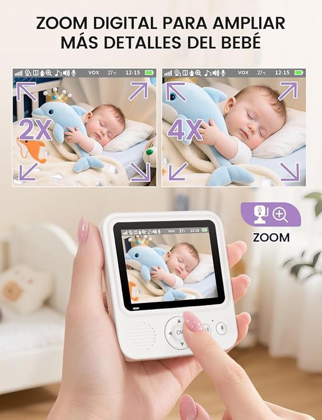 BVHNUA Babyphone Cámara 2.8'' Monitor para bebés 