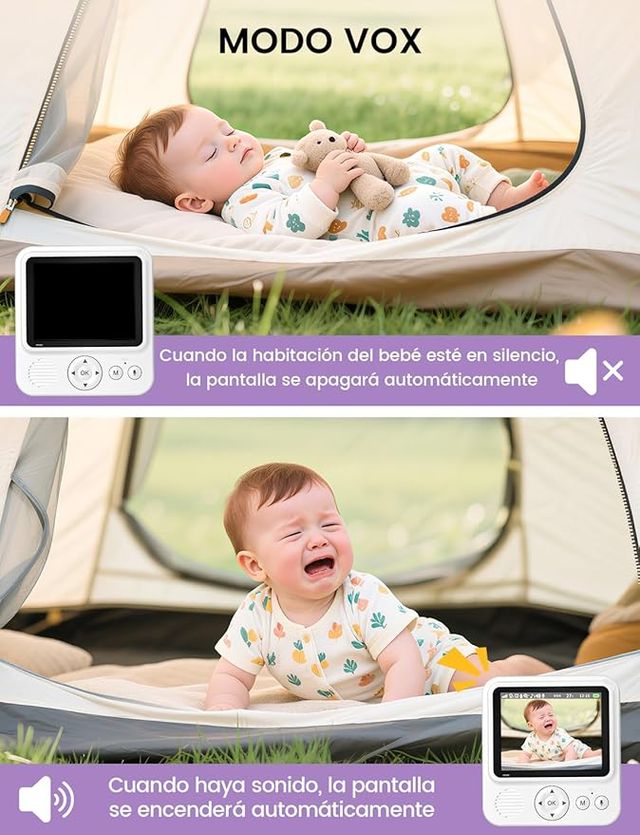 BVHNUA Babyphone Cámara 2.8'' Monitor para bebés 
