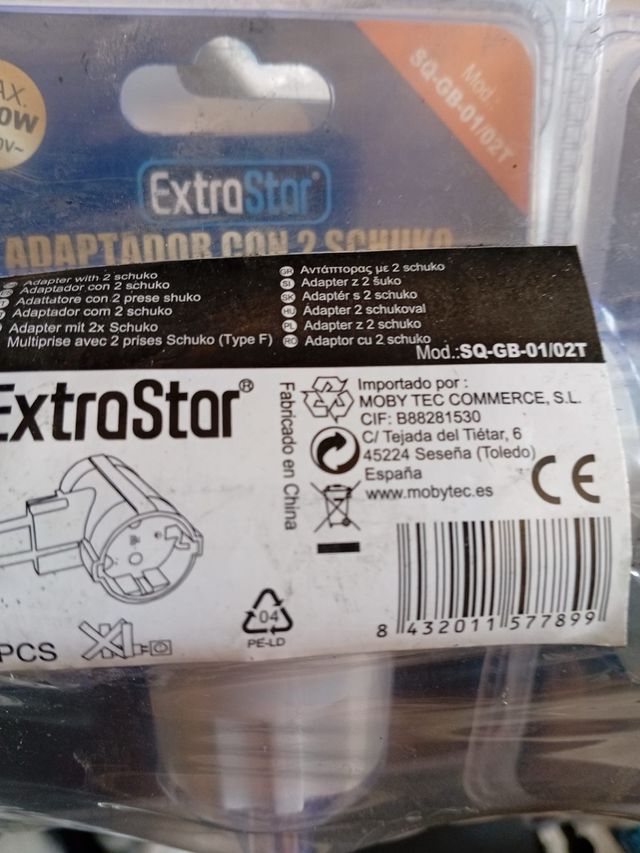 12 Adaptadores ExtraStar 2 Schuko 3680W