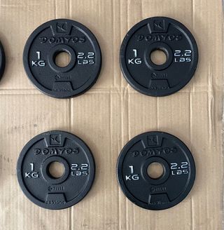 Discos Domyos hierro 1 kg (x8) restaurados — 28 mm