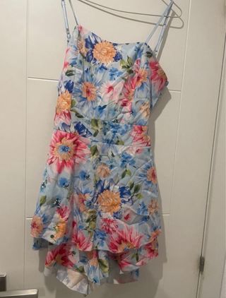 Mono-vestido floral azul talla única