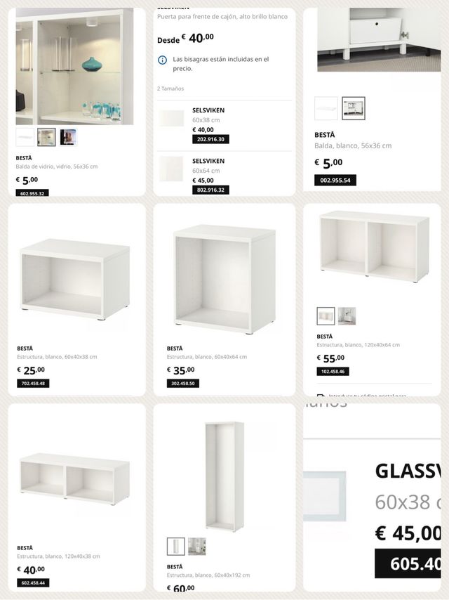 Mueble salón BESTÅ Ikea alto brillo blanco 240 cm