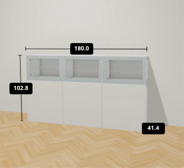 Mueble salón BESTÅ Ikea alto brillo blanco 240 cm