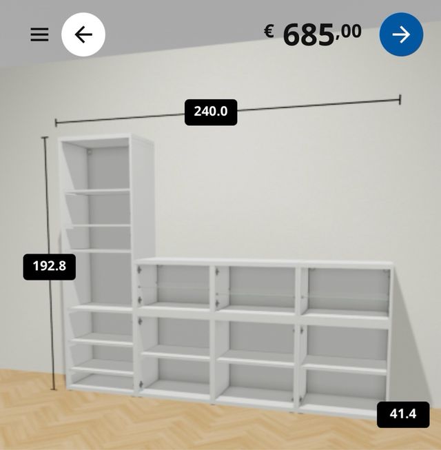 Mueble salón BESTÅ Ikea alto brillo blanco 240 cm