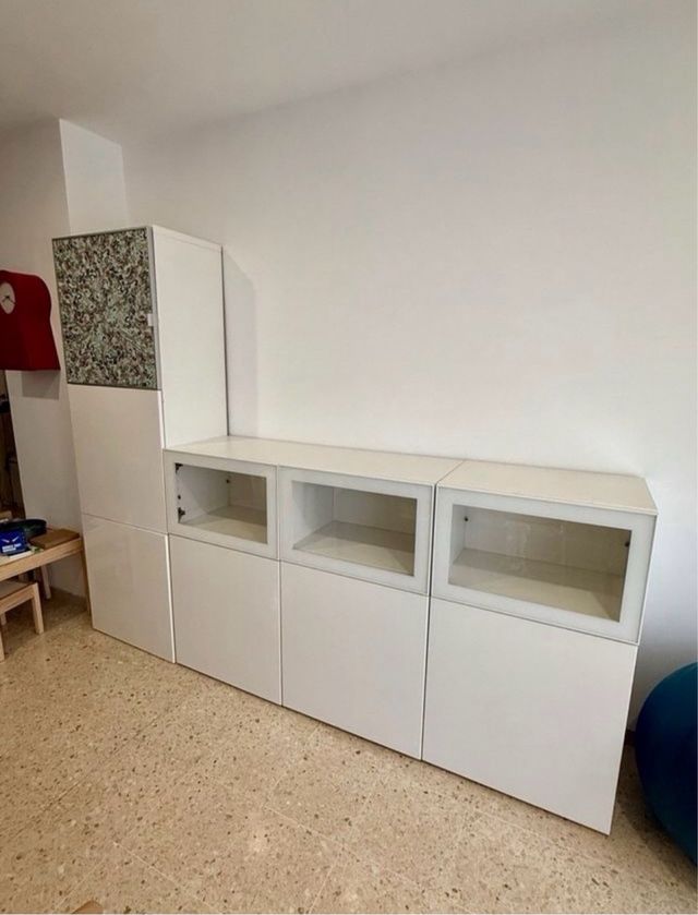 Mueble salón BESTÅ Ikea alto brillo blanco 240 cm