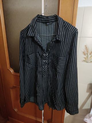 Camicia Tally Weijl nero a righe bianche