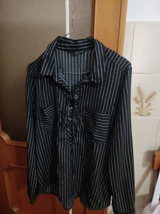 Camicia Tally Weijl nero a righe bianche