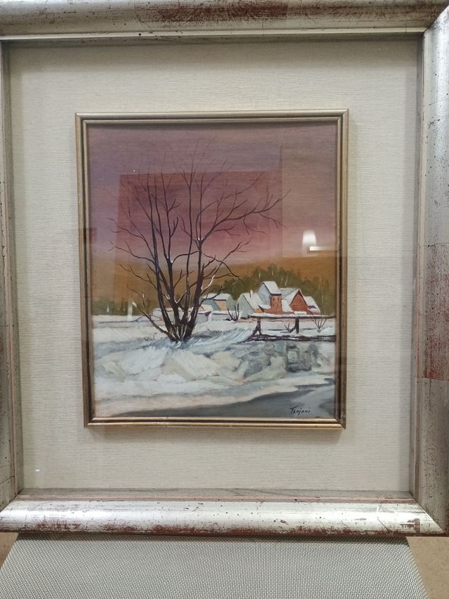 Dipinto Troiani, paesaggio invernale