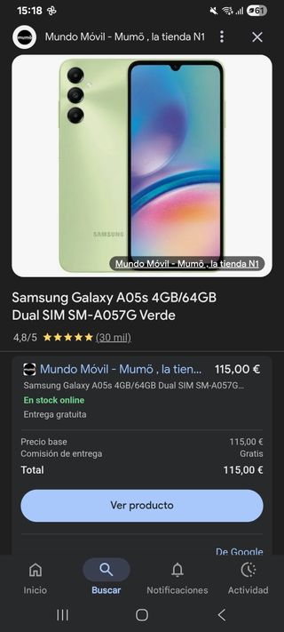 Samsung Galaxy A05s Verde 64GB