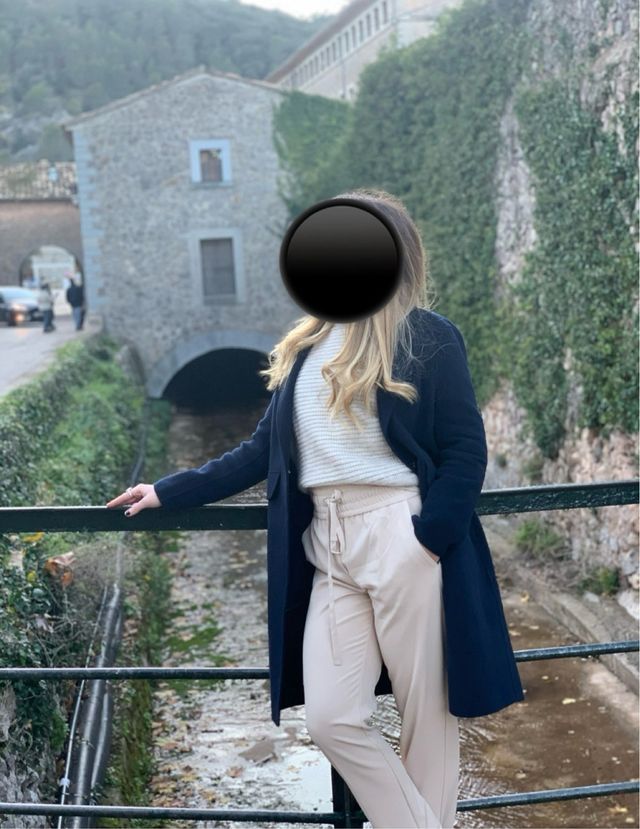 Abrigo MANGO lana azul marino talla M