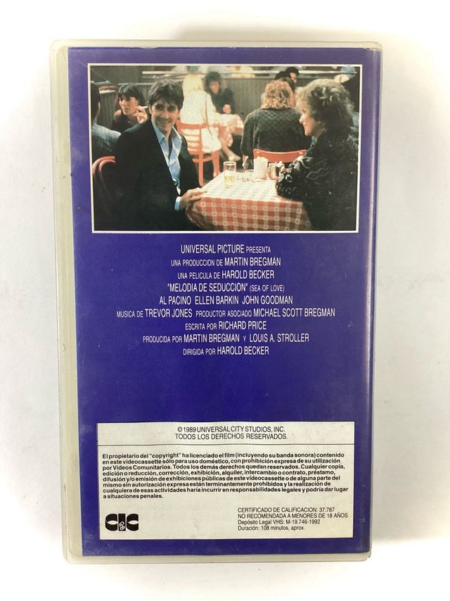 Melodía de Seducción 1989 VHS Harold Becker 