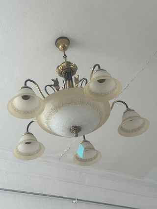 Lámpara techo 6 luces dorada