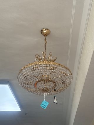 Lámpara techo cristal dorada
