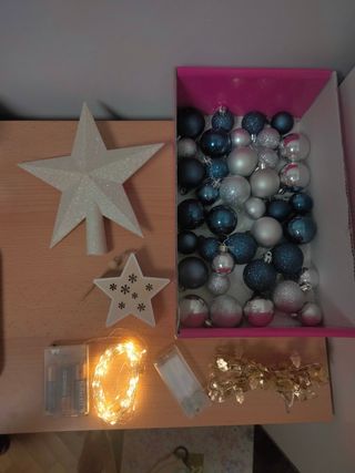 Pack Navidad azul y plata y luces LED