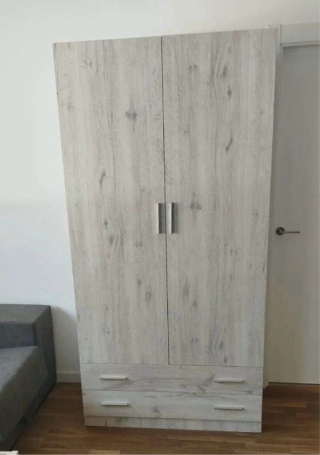 Armario 2 puertas Blanco, Roble y Artico 100x200cm