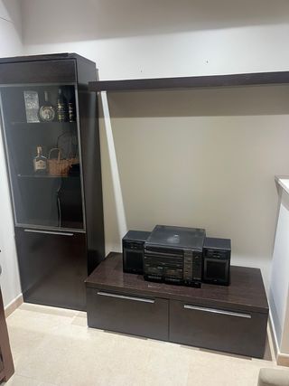 Mueble salón TV - Vitrina madera