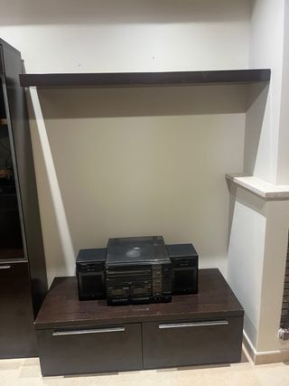 Mueble salón TV - Vitrina madera
