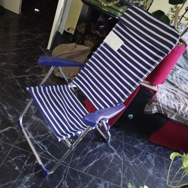 Silla playa rayas azul-blanco