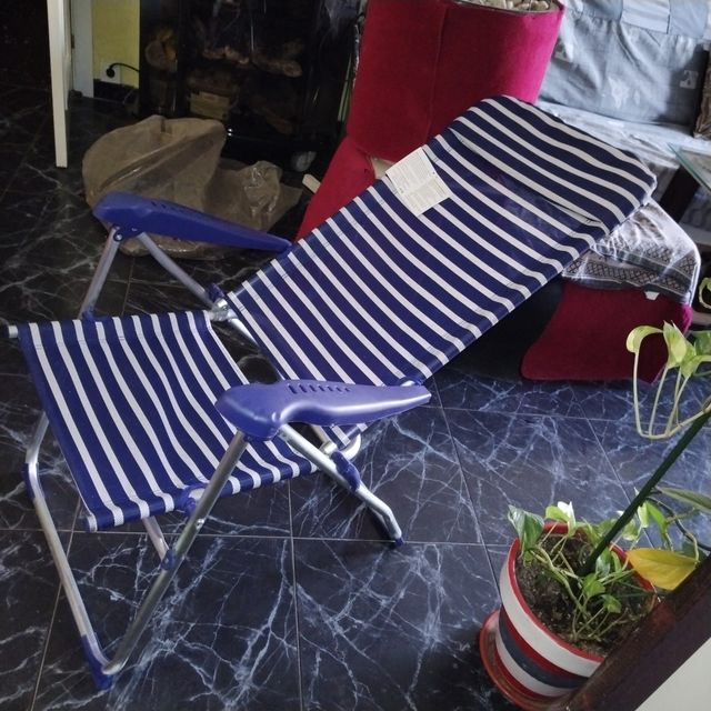 Silla playa rayas azul-blanco
