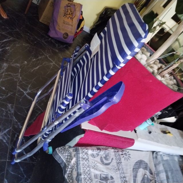 Silla playa rayas azul-blanco