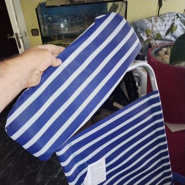 Silla playa rayas azul-blanco