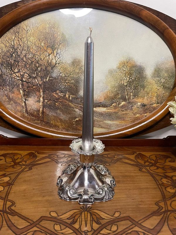 Candelabro EPNS in stile Art Deco, firmato Cohn