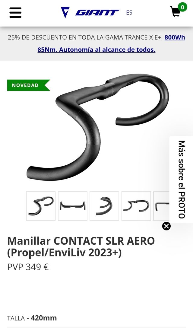 Manillar Giant Contact SLR Aero 420mm