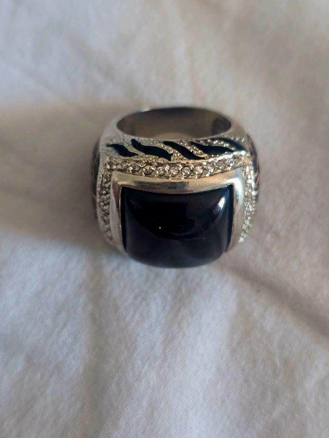 Anello in argento con onice | pietra nera Aro