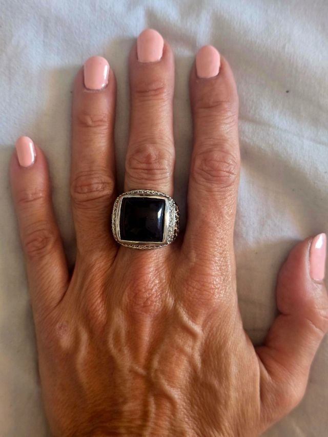 Anello in argento con onice | pietra nera Aro