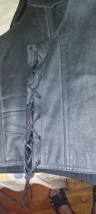 Chaleco piel negro XL - 46