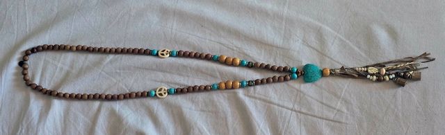 Ciondolo in legno turchese - boho