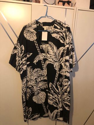 Vestido estampado - Blanco y negro
