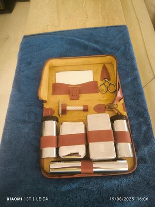 Set aseo vintage piel vaca