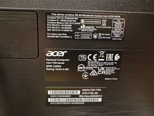 Todo en 1, Acer, 24" , i3-12, 8gb, 512gb, Win 11