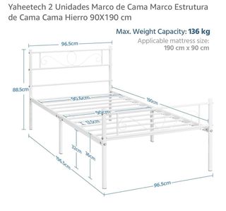 Cama blanca metalica individual