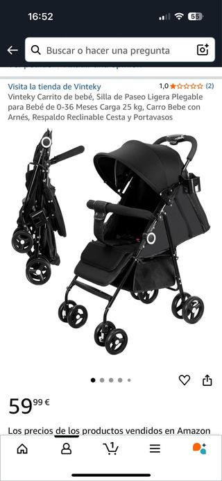 Carrito Bebé Vinteky Plegable