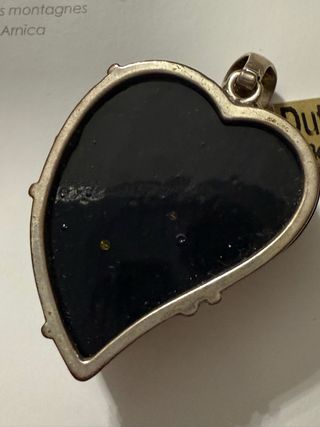 Ciondolo a cuore Ambra nera e oro