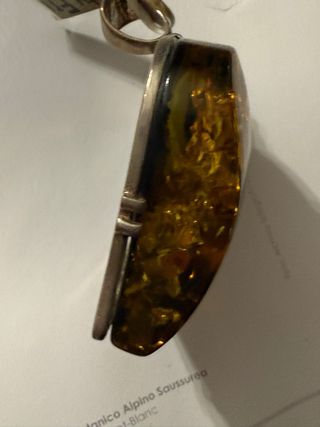 Ciondolo a cuore Ambra nera e oro